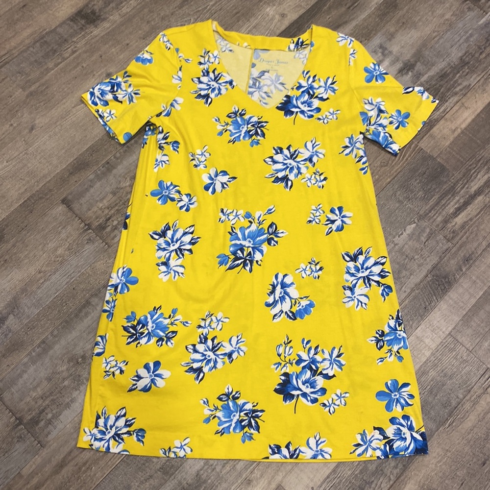 Like New Draper James Yellow and Blue 100% Pima Cotton Dress